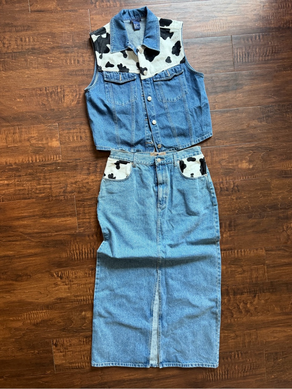 Western Cow Print Vest and Skirt